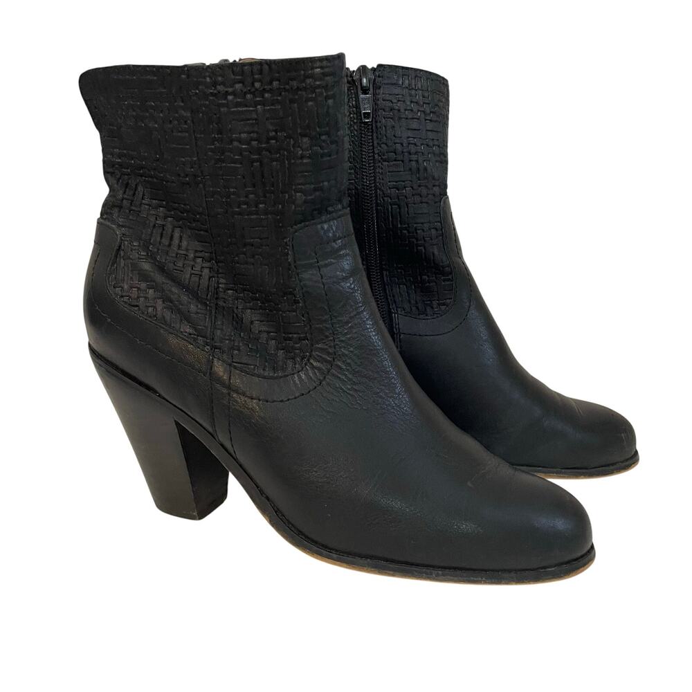 Corso Como Harvest Ankle Boot Black Leather Western Boho Cuban Heel Women's 8